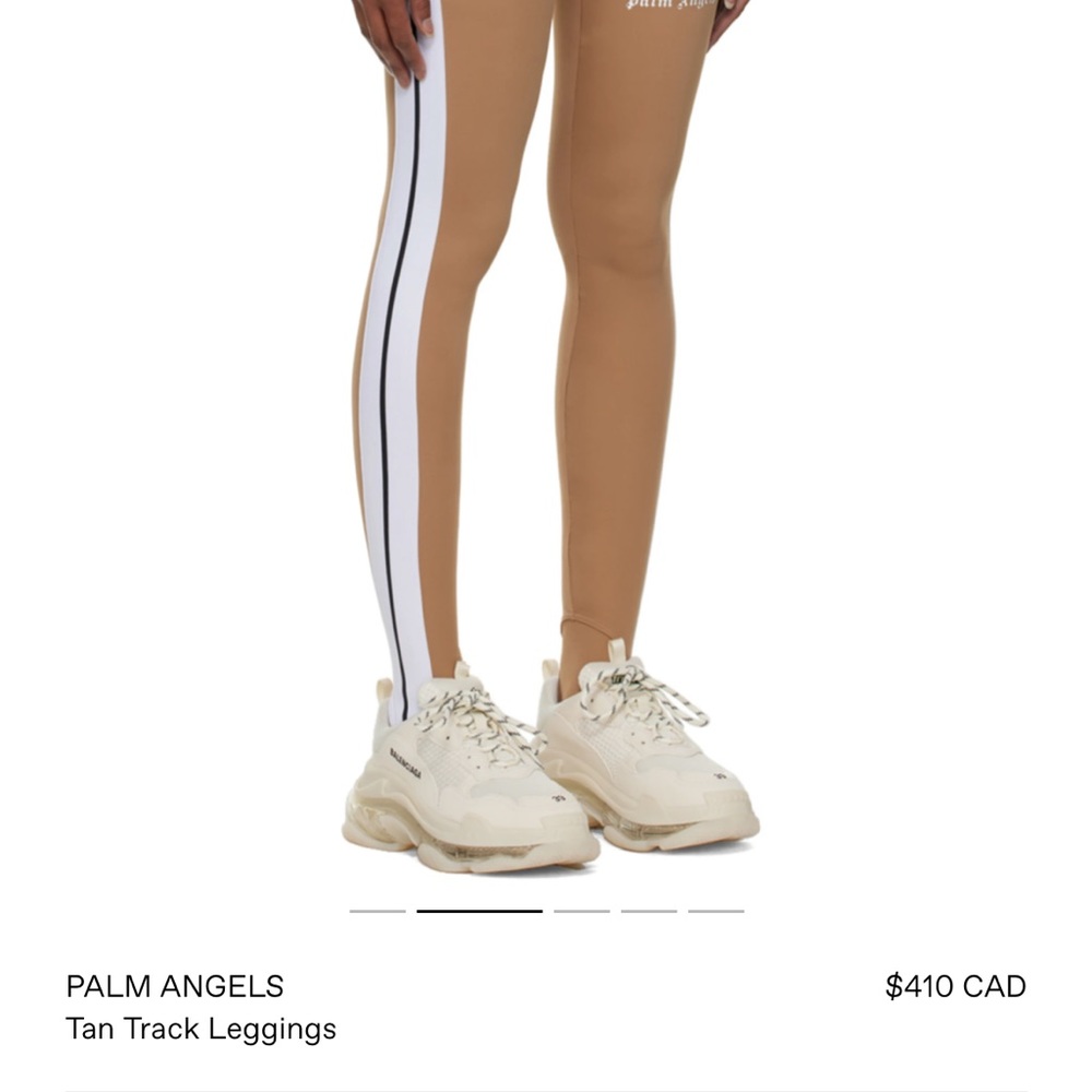Palm Angels Beige Track Leggings with White Stripe